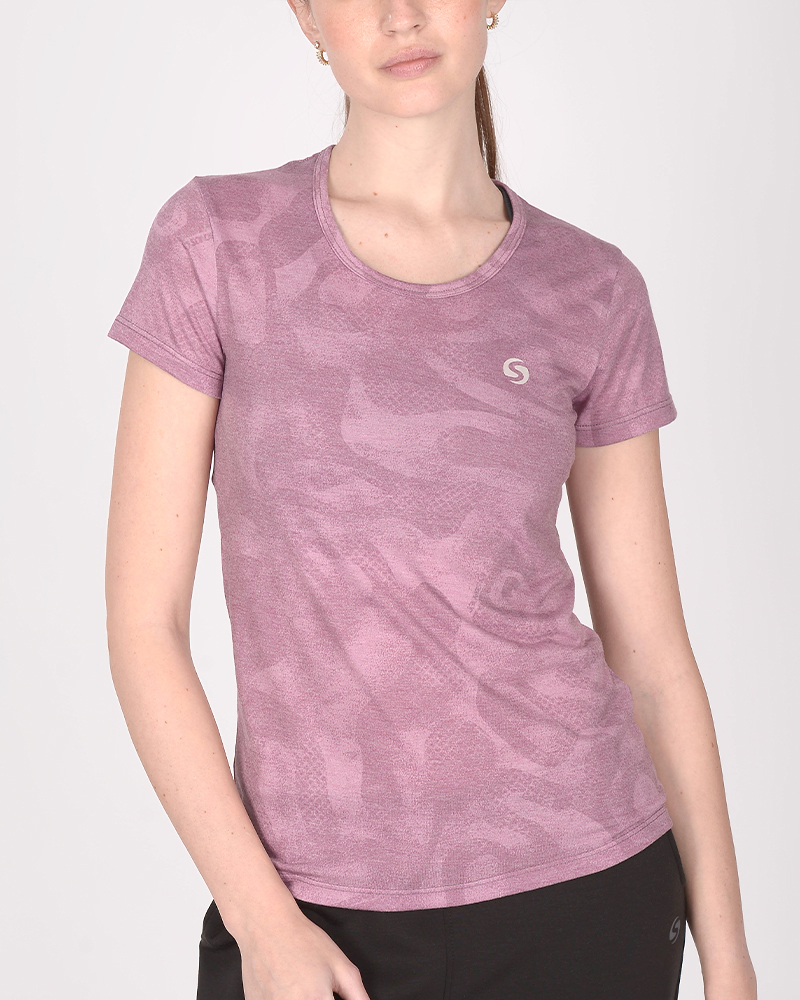 Remera clásica de jersey estampado Sendero Guinda