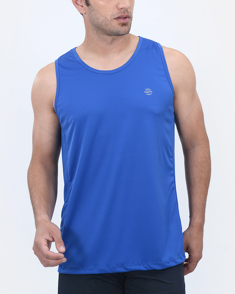 Musculosa de poliéster combinada azul