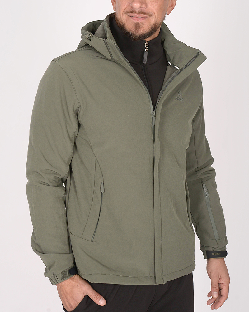 Campera de abrigo verde cemento