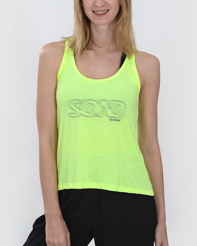 Musculosa corta evasé de jersey amarillo flúo