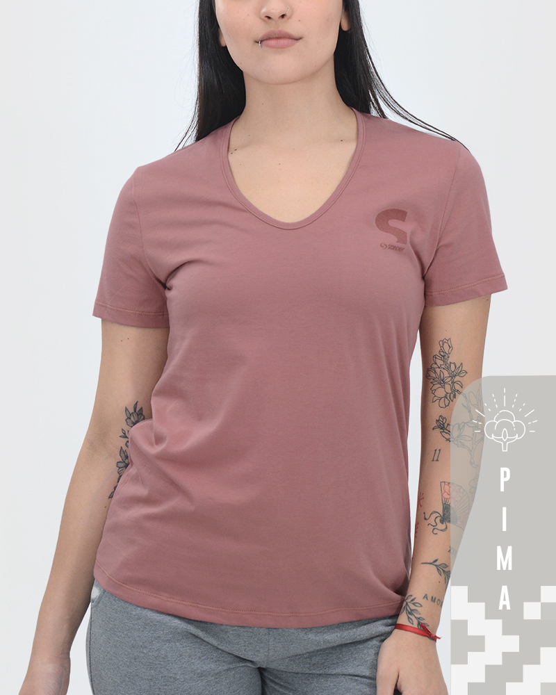 Remera de algodón PIMA coral ladrillo