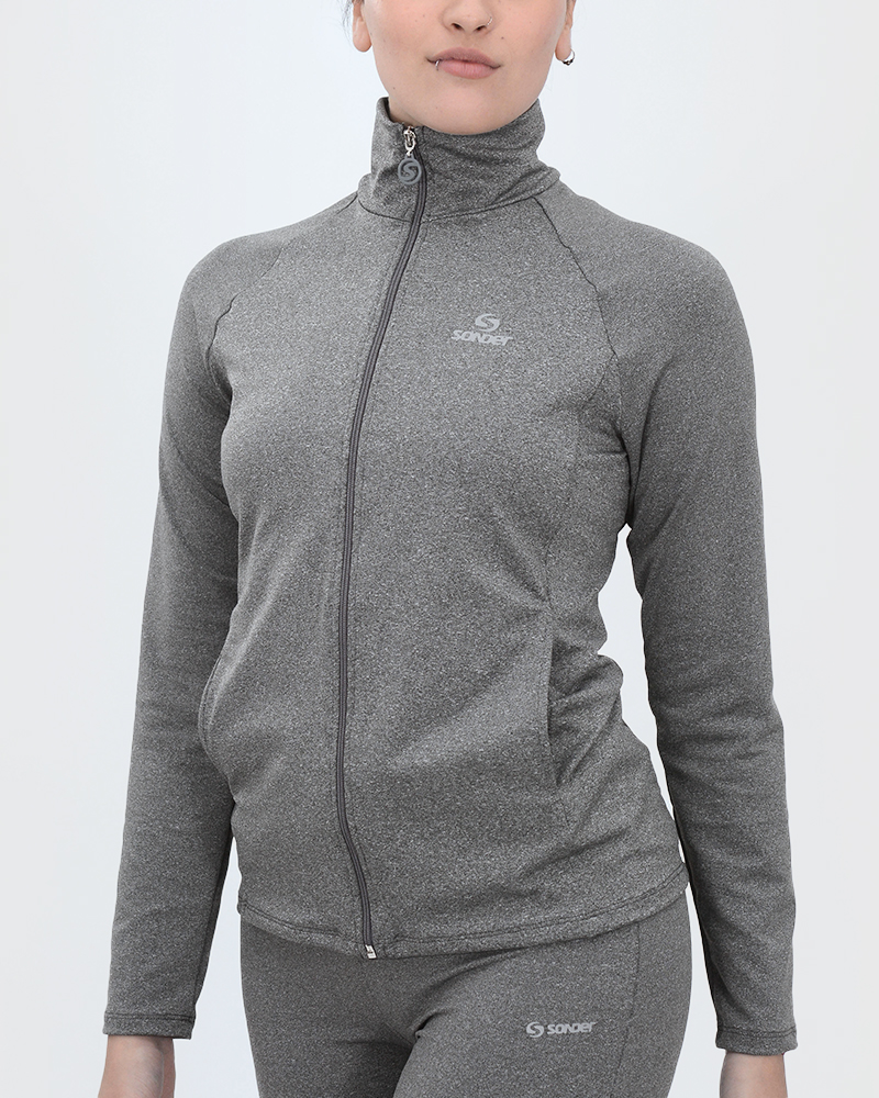 Campera de microfibra elastizada pesada gris melange