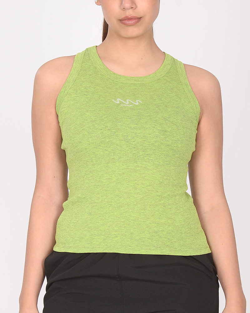 Musculosa cerrada de ribb verde manzana