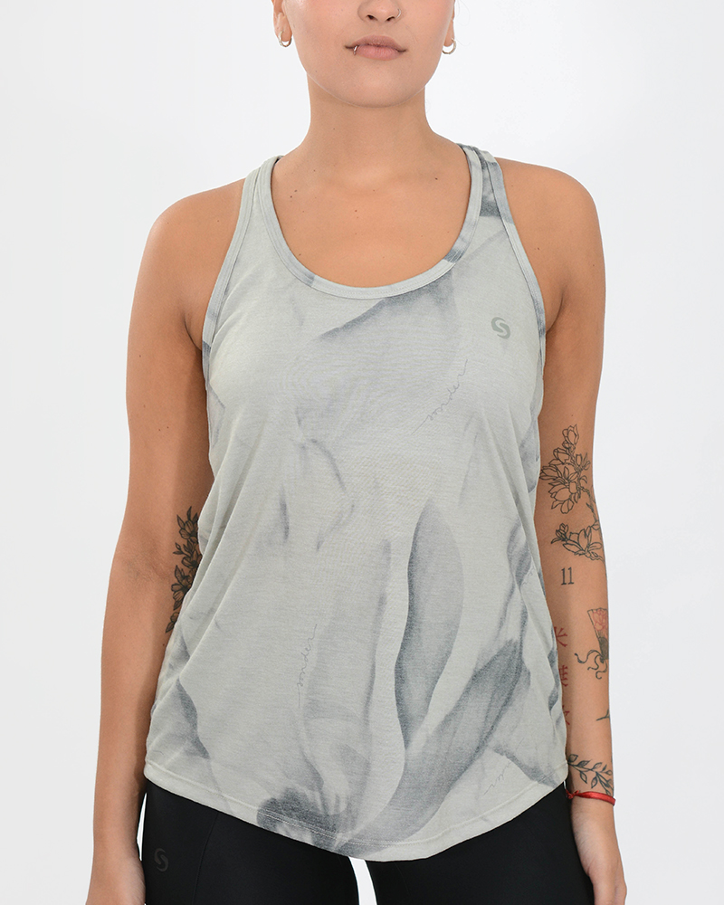 Musculosa de jersey estampado Fusión Cemento