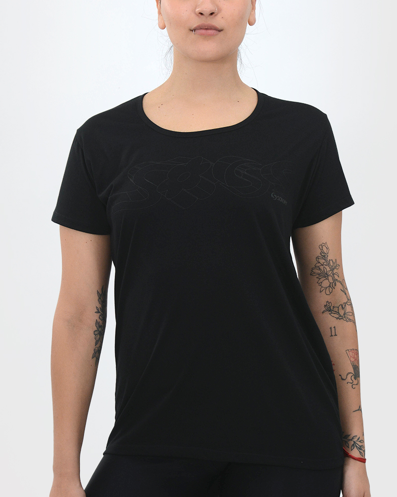 Remera larga y amplia de jersey liviano negra